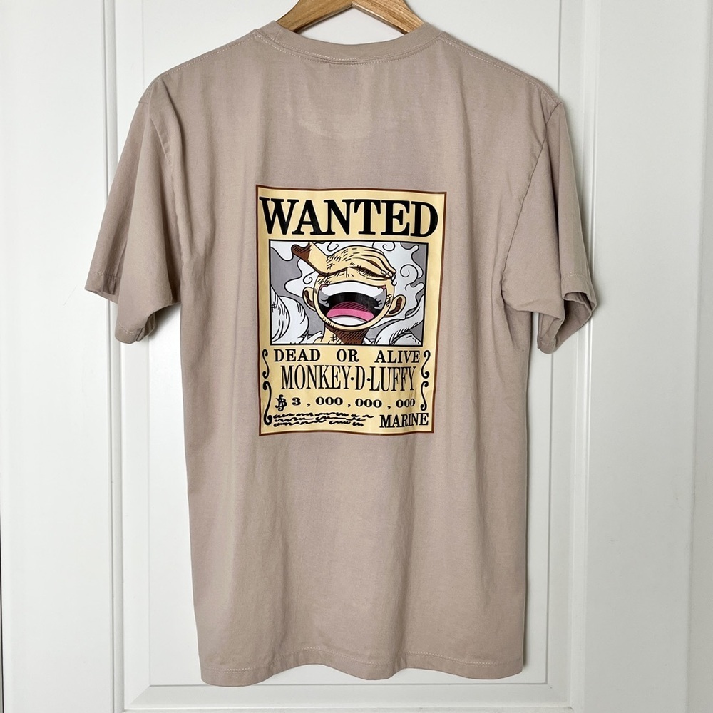 Wanted Monkey D. Luffy One Piece Graphic Manga Tee Anime Streetwear Essential, M
